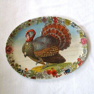 John Derian Target Stoneware Oval Turkey Platter 18" Floral Thanksgiving Decor P